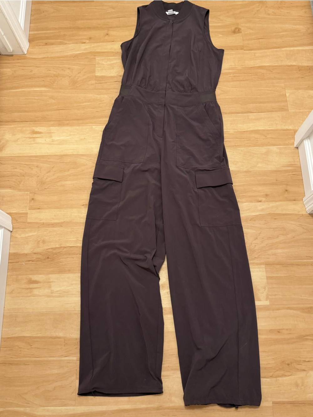 Athleta Dark Brown Sleeveless Jumpsuit with Cargo Pockets